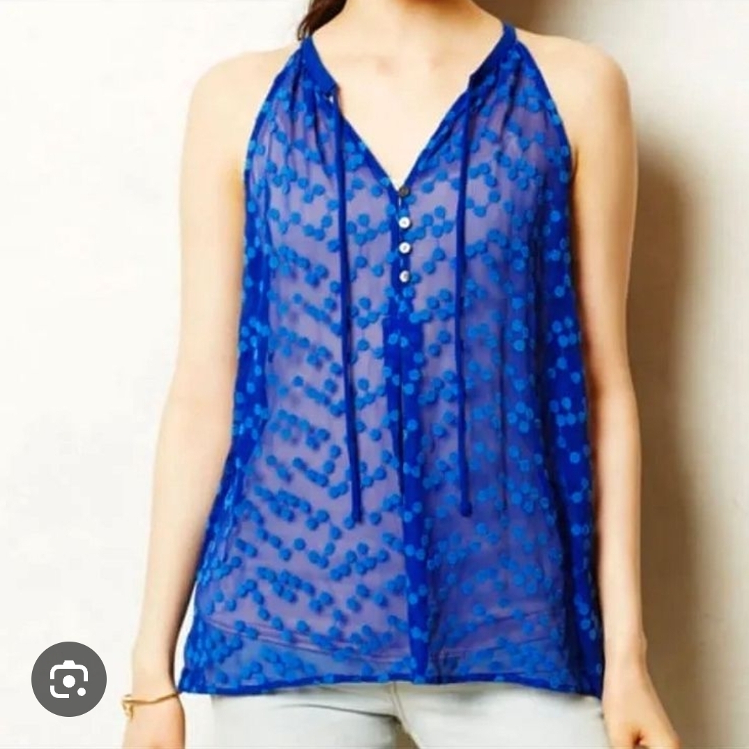 Blue Silk Zoa New York Embroidered Polka Dots
